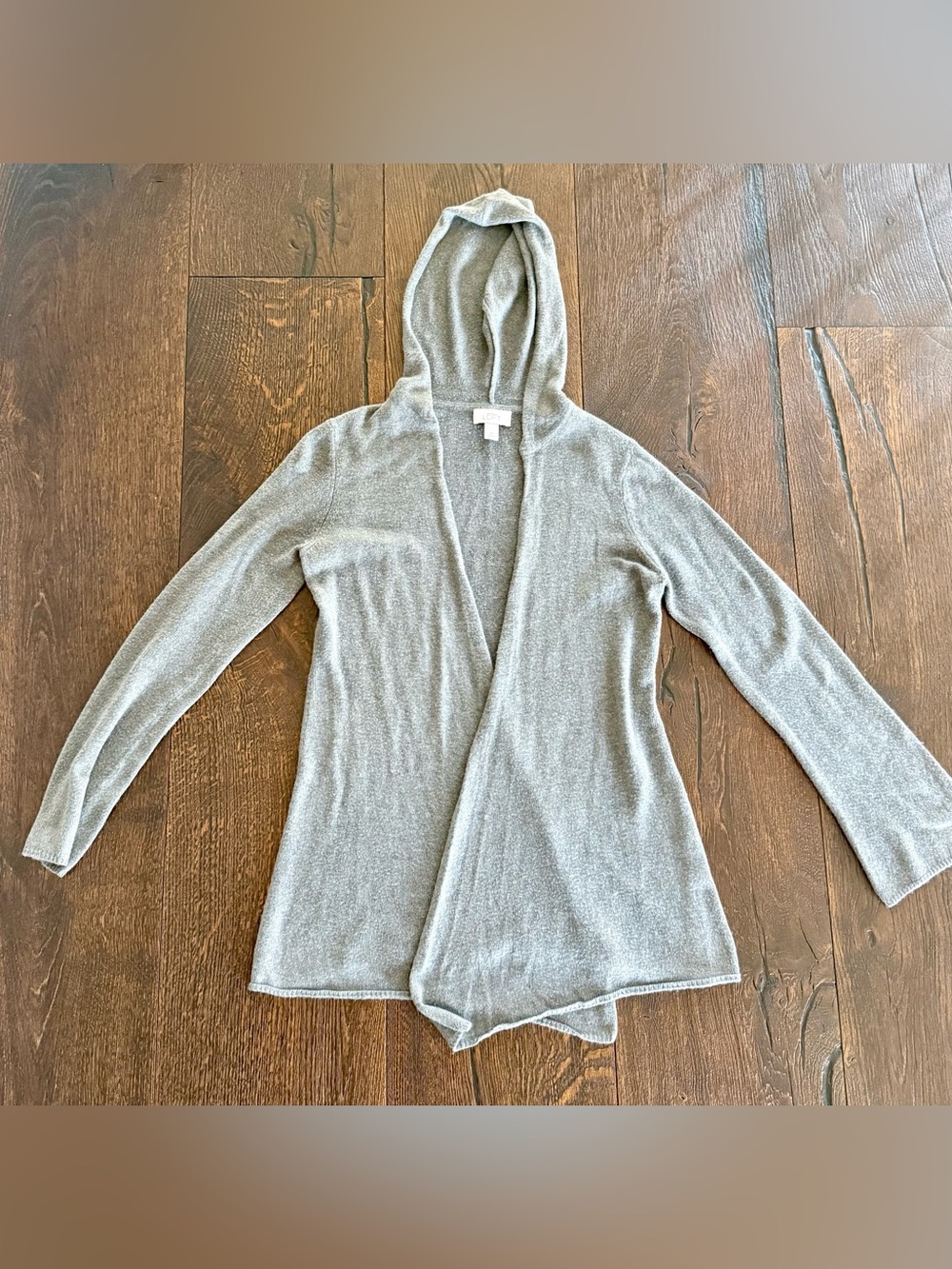 LOFT Light Gray Hooded Open Cardigan